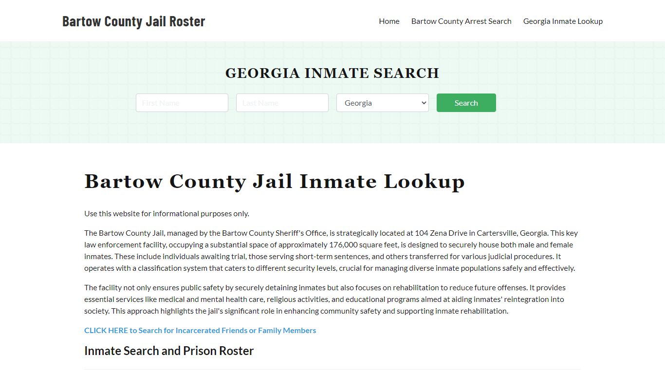 Bartow County Jail Roster Lookup, GA, Inmate Search